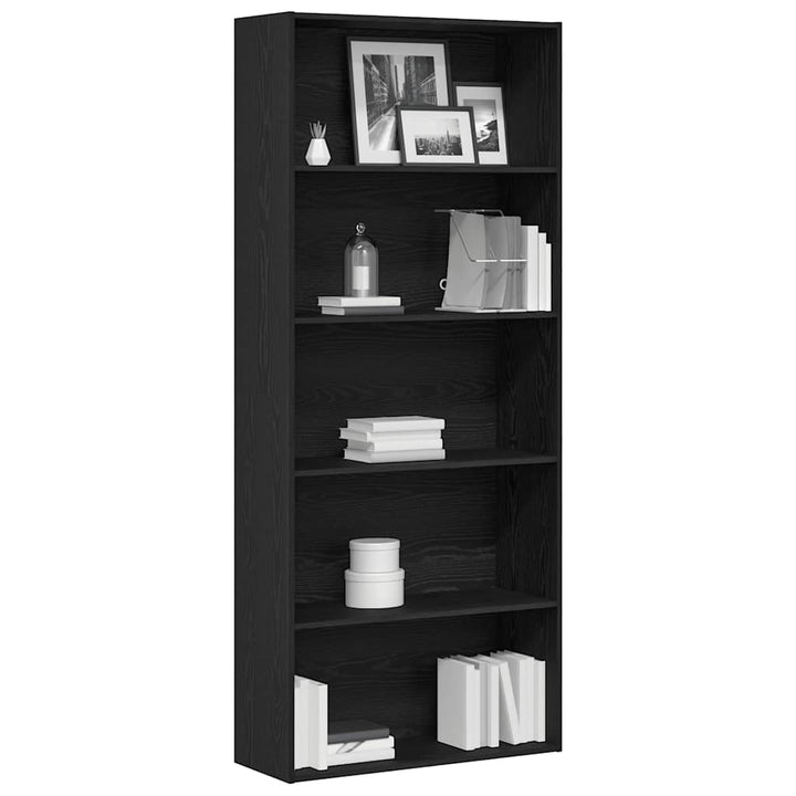 bogreol 80x30x189 cm konstrueret træ sort egetræ