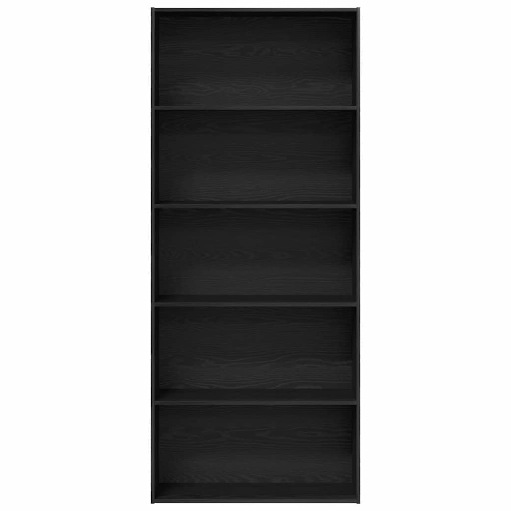 bogreol 80x30x189 cm konstrueret træ sort egetræ