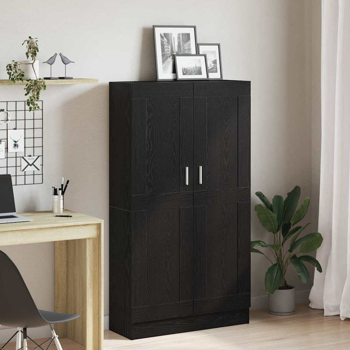 Bogskab Sort eg 82.5 x 30.5 x 150 cm Konstrueret træ