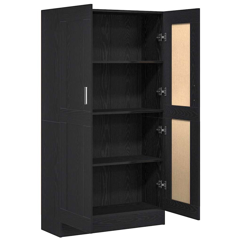 Bogskab Sort eg 82.5 x 30.5 x 150 cm Konstrueret træ