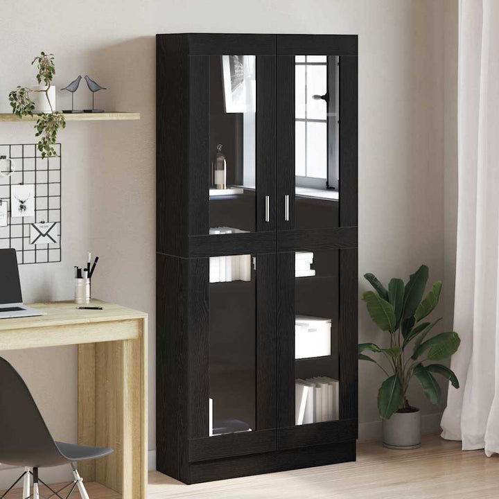 Bogskab Sort eg 82.5 x 30.5 x 185 cm Konstrueret træ