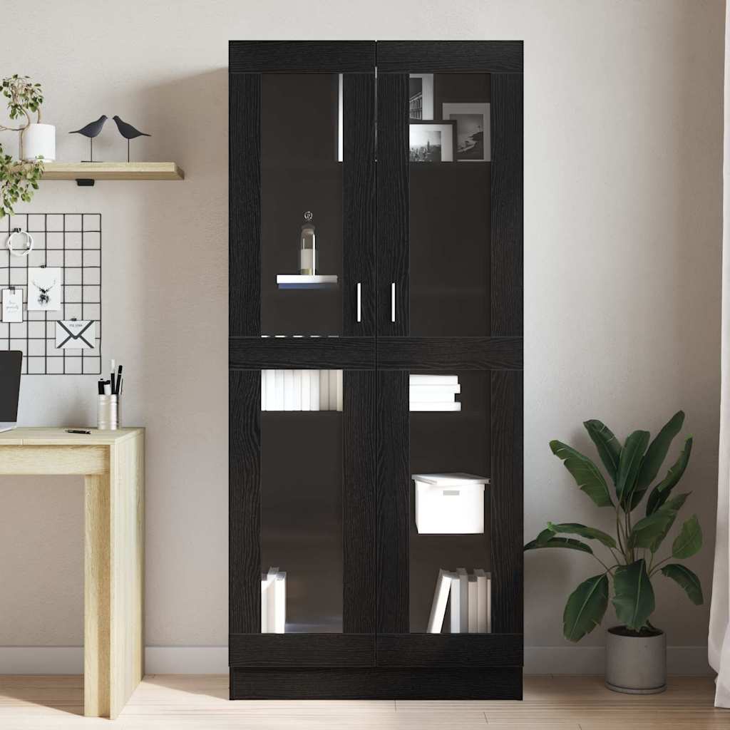 Bogskab Sort eg 82.5 x 30.5 x 185 cm Konstrueret træ