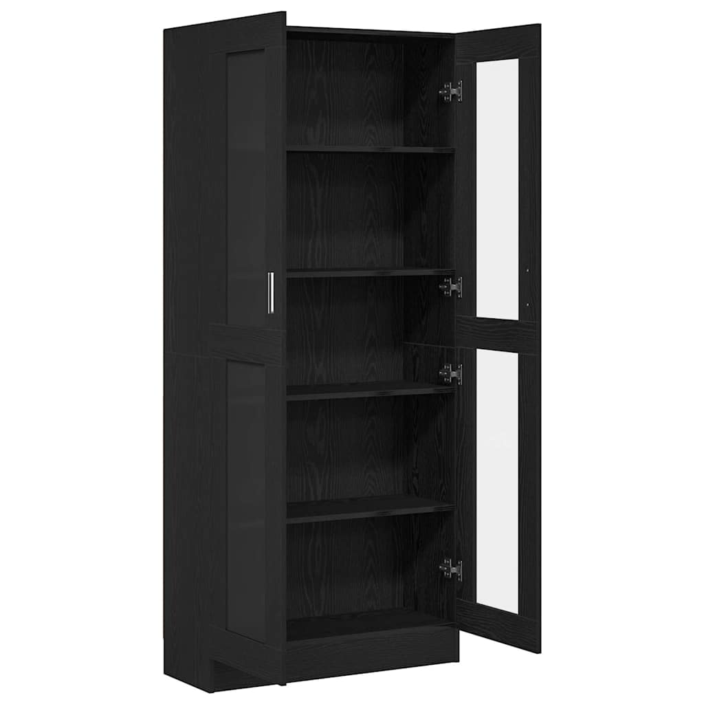Bogskab Sort eg 82.5 x 30.5 x 185 cm Konstrueret træ