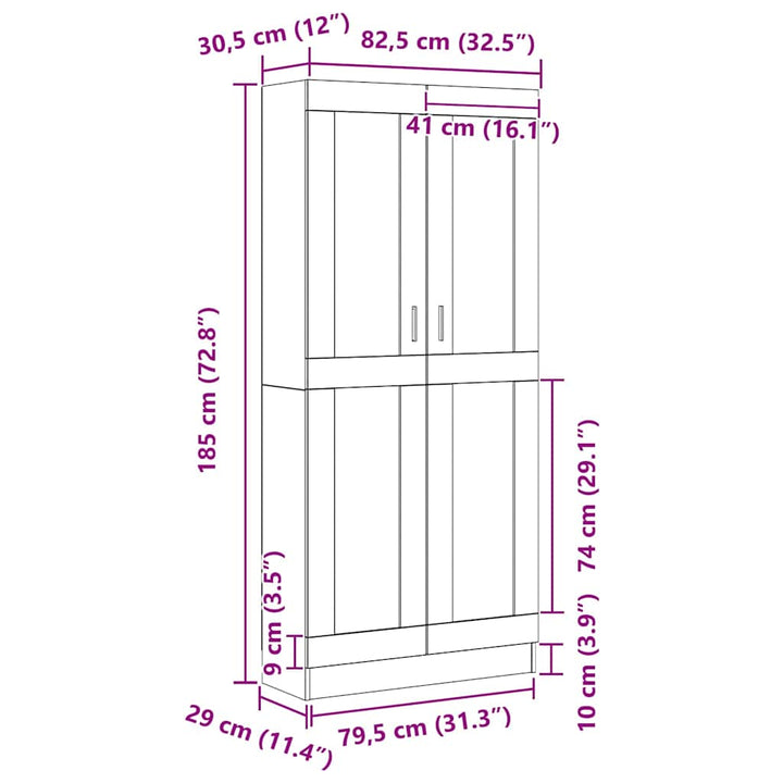 Bogskab Sort eg 82.5 x 30.5 x 185 cm Konstrueret træ