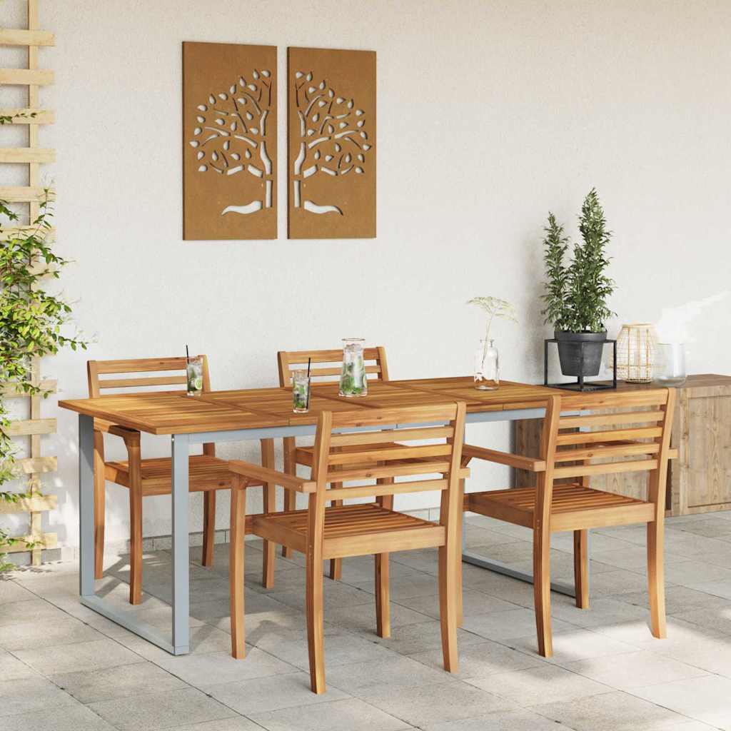 Have Spisebord Grå 180 x 90 x 75 cm Stål og solid akacietræ