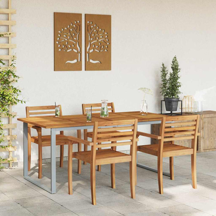 Have Spisebord Grå 180 x 90 x 75 cm Stål og solid akacietræ