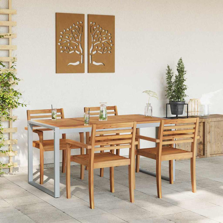 Have Spisebord Grå 160 x 80 x 75 cm Stål og solid akacietræ