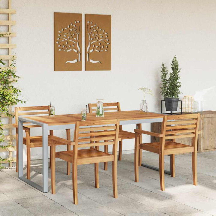 Have Spisebord Grå 180 x 90 x 75 cm Stål og solid akacietræ