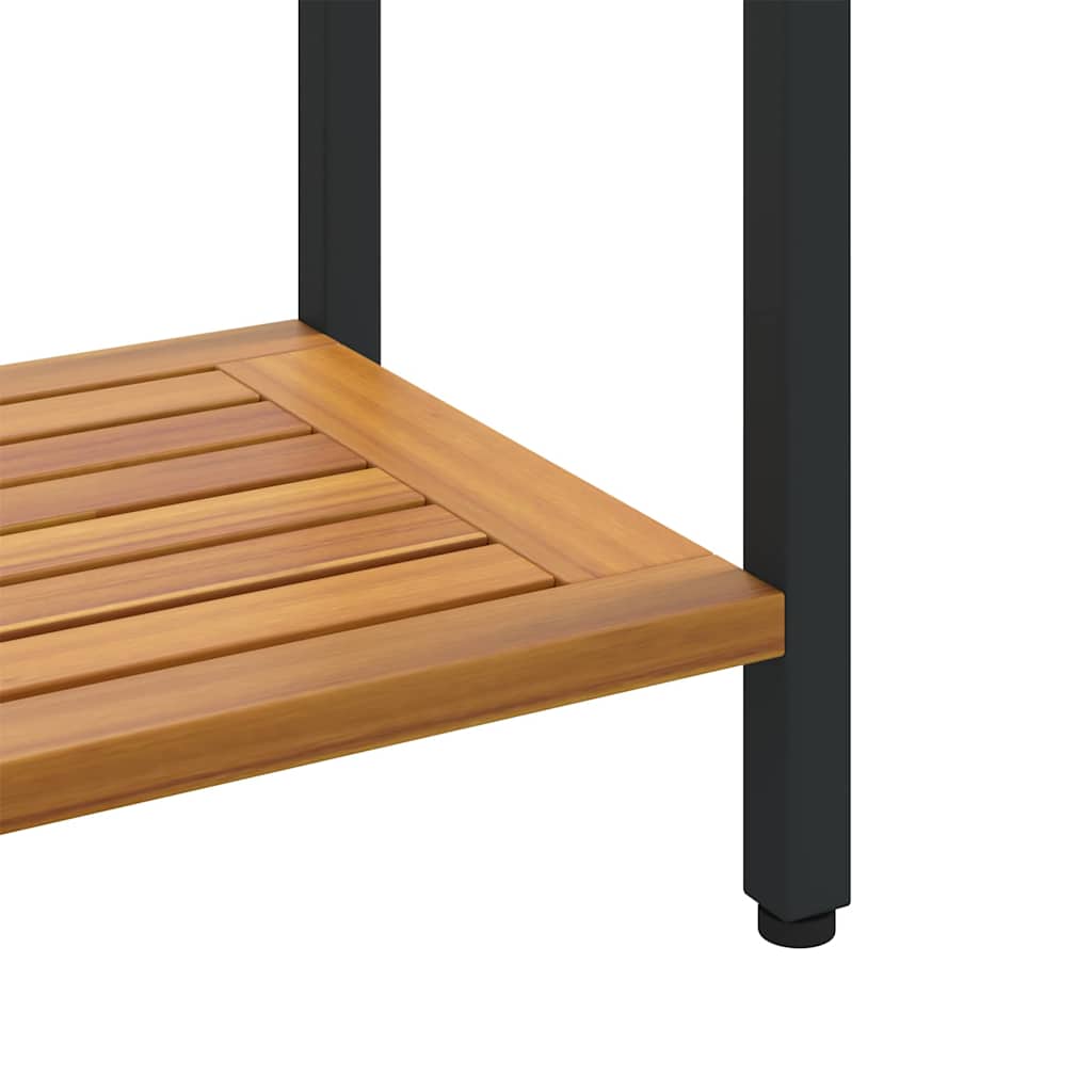 Udendørs Bord med hylde Naturfarvet og sort 80 x 35 x 75 cm