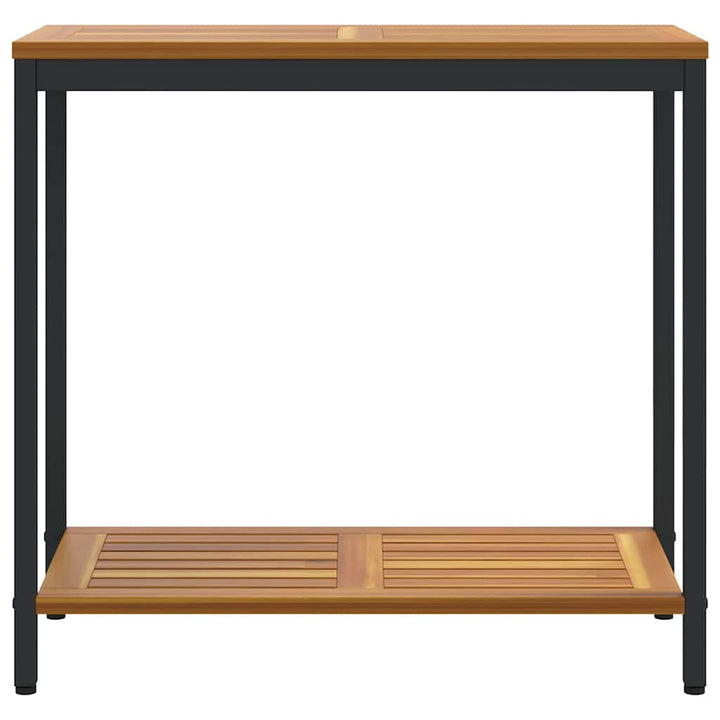 Udendørs Bord med hylde Naturfarvet og sort 80 x 35 x 75 cm