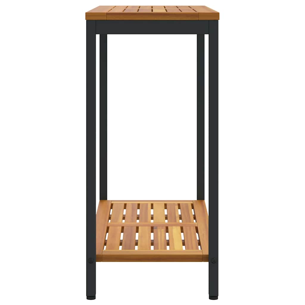 Udendørs Bord med hylde Naturfarvet og sort 80 x 35 x 75 cm