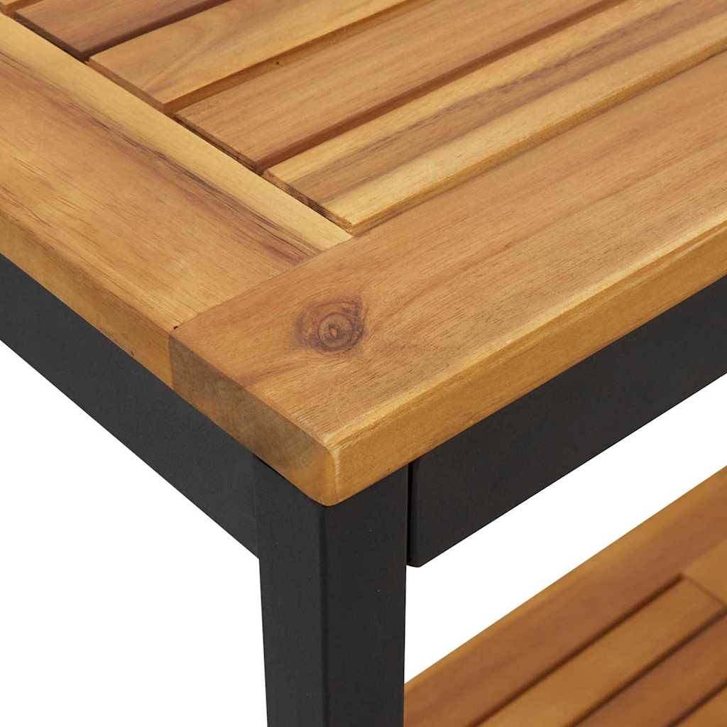 Udendørs Bord med hylde Naturfarvet og sort 110 x 35 x 75 cm