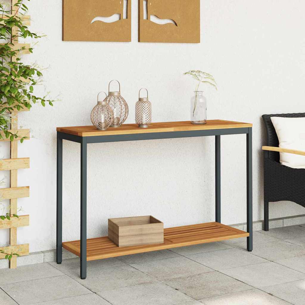 Udendørs Bord med hylde Naturfarvet og sort 110 x 35 x 75 cm
