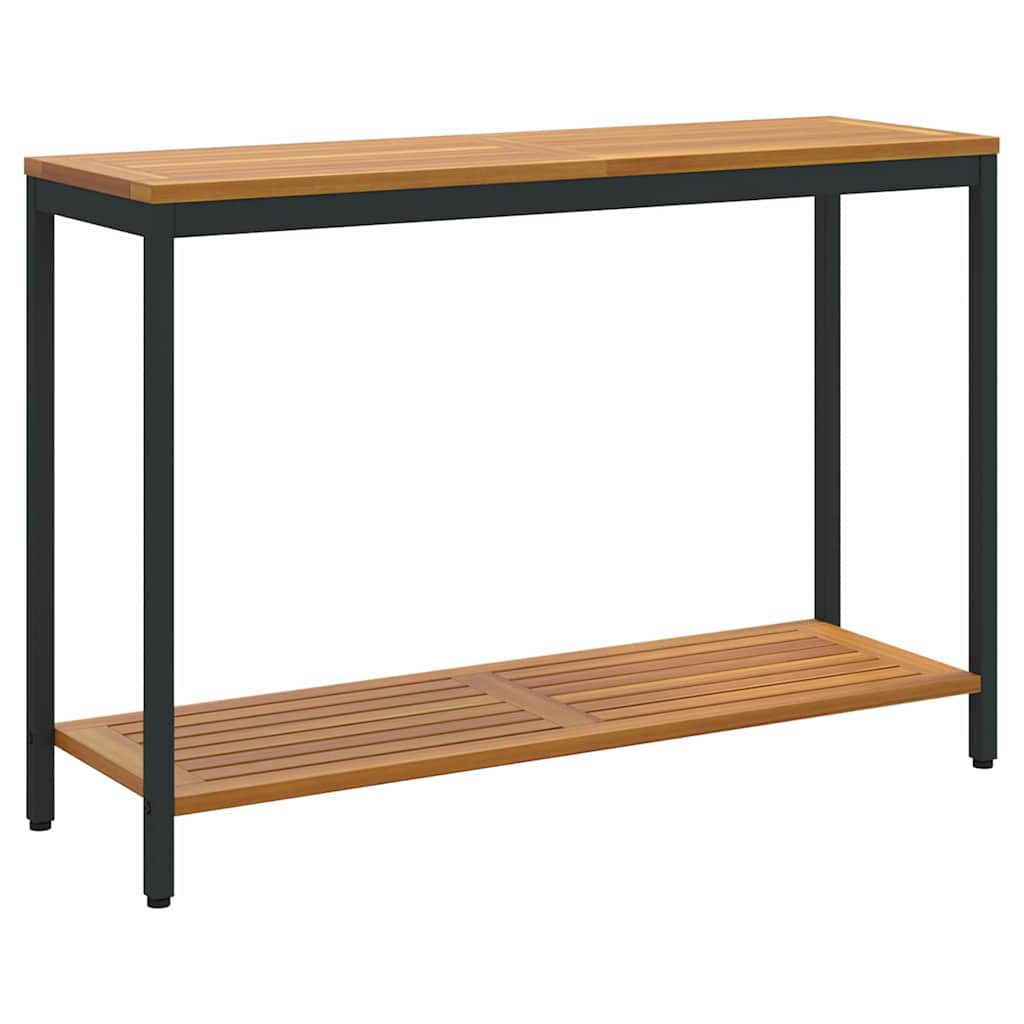 Udendørs Bord med hylde Naturfarvet og sort 110 x 35 x 75 cm