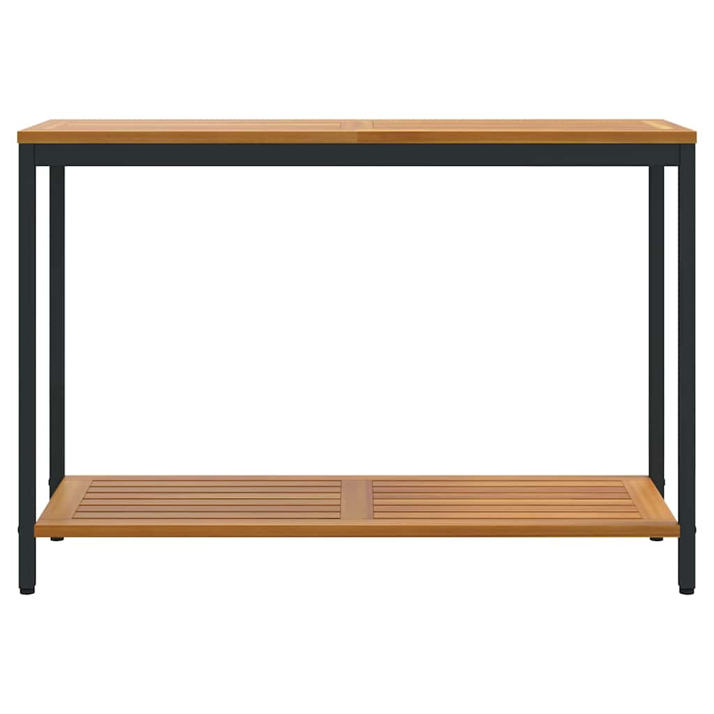 Udendørs Bord med hylde Naturfarvet og sort 110 x 35 x 75 cm
