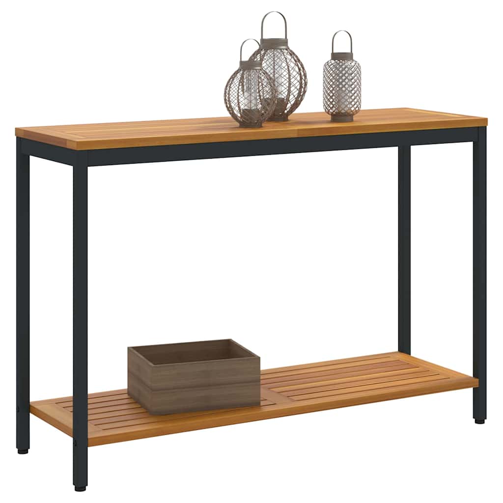 Udendørs Bord med hylde Naturfarvet og sort 110 x 35 x 75 cm