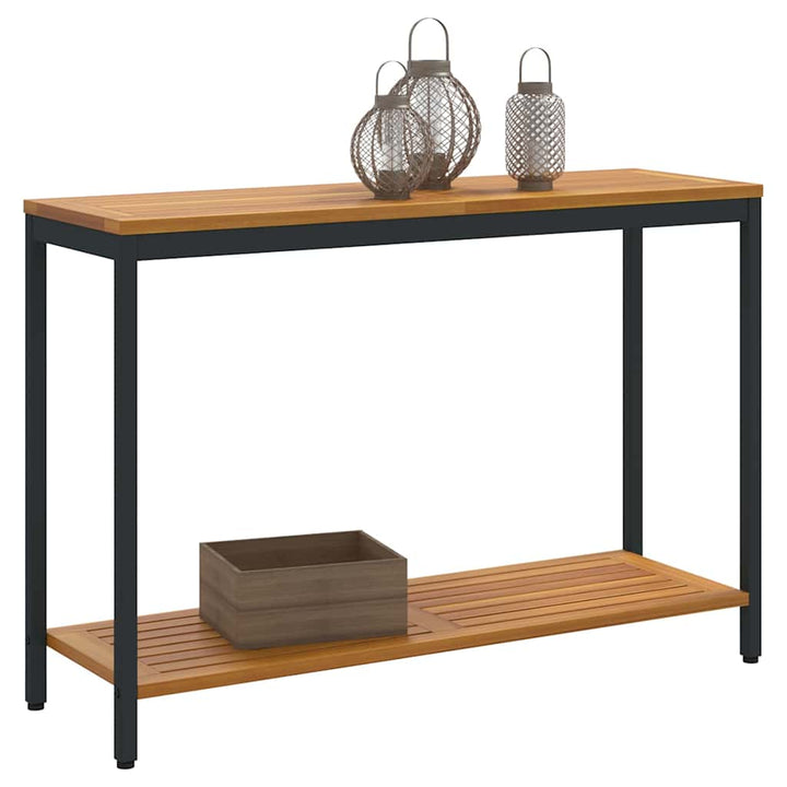 Udendørs Bord med hylde Naturfarvet og sort 110 x 35 x 75 cm