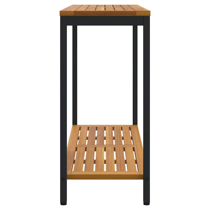 Udendørs Bord med hylde Naturfarvet og sort 110 x 35 x 75 cm