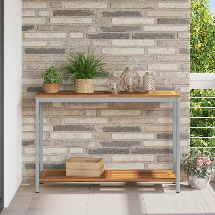 Udendørs Bord med opbevaring Naturlig og Grå 110 x 35 x 75 cm