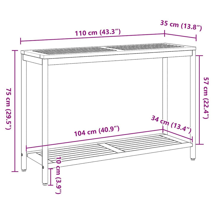 Udendørs Bord med opbevaring Naturlig og Grå 110 x 35 x 75 cm
