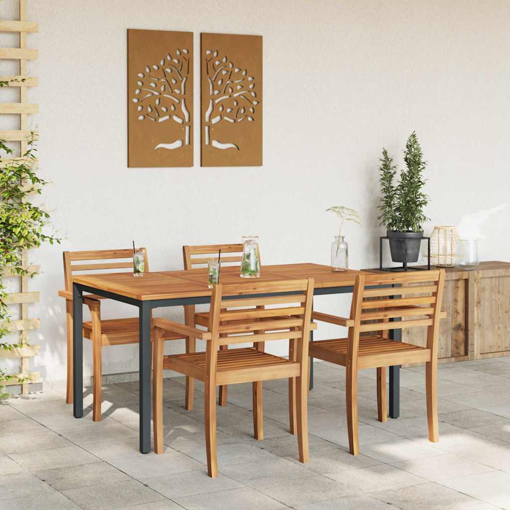 Udendørs borde Naturfarvet og sort 150 x 90 x 75 cm