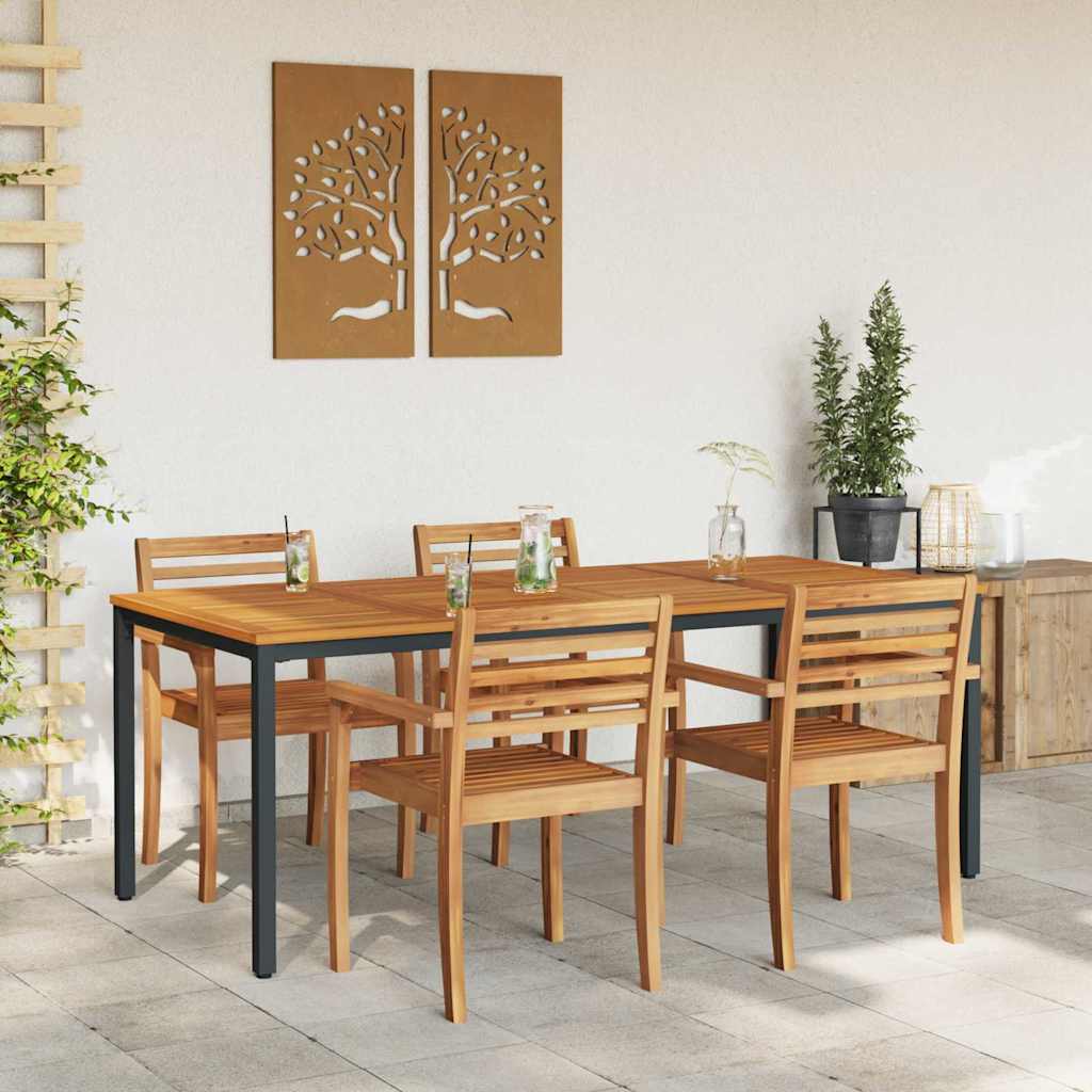 Udendørs borde Naturfarvet og sort 200 x 90 x 75 cm