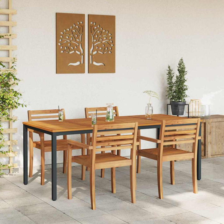 Udendørs borde Naturfarvet og sort 200 x 90 x 75 cm