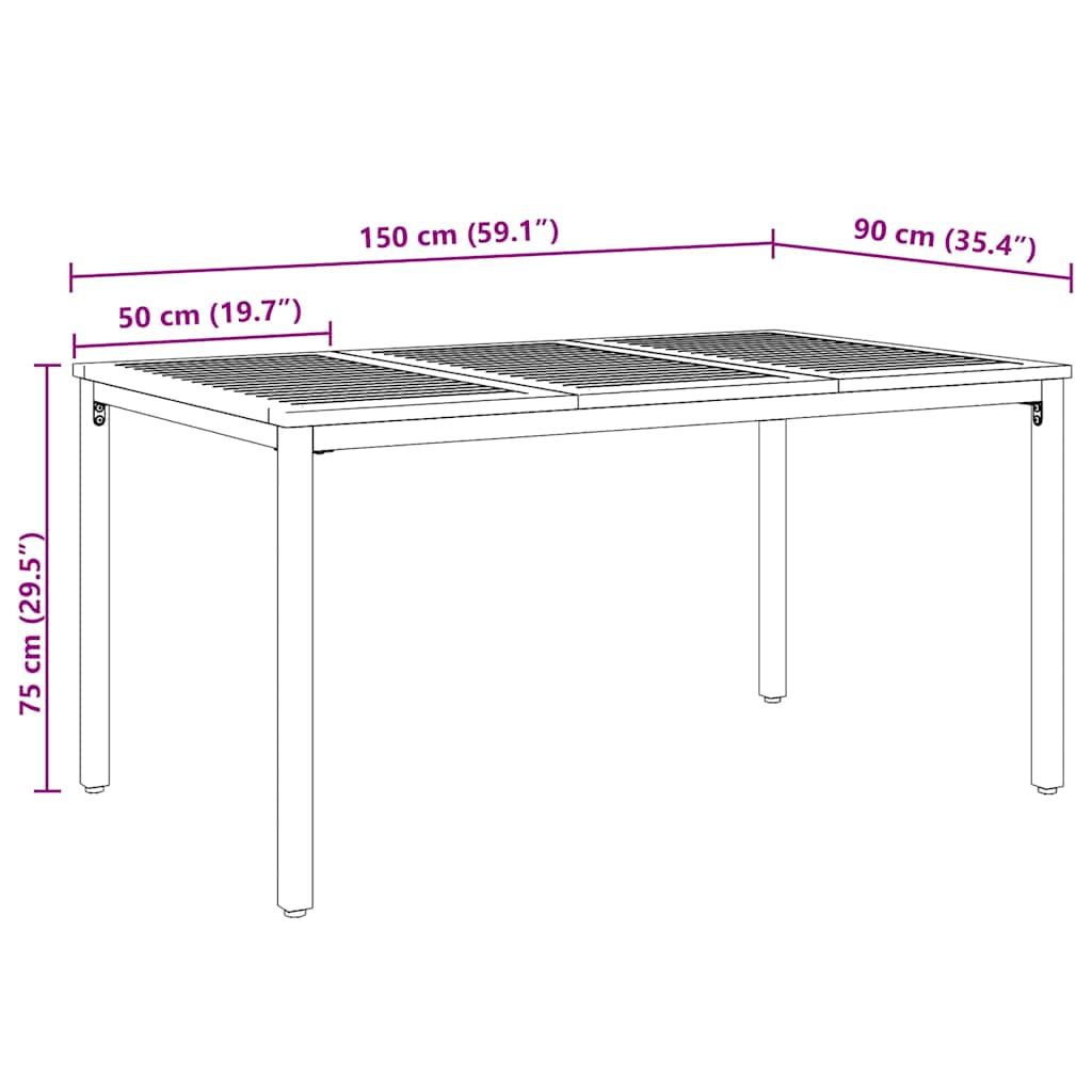 Udendørs borde Naturlig og Grå 150 x 90 x 75 cm