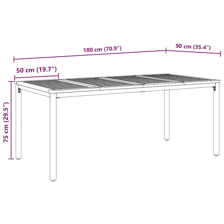 Udendørs borde Naturlig og Grå 180 x 90 x 75 cm