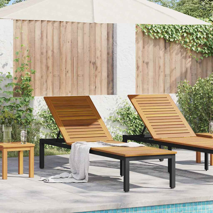 Liggestol 1-person Sort 200 x 55 x 35cm Massivt akacietræ