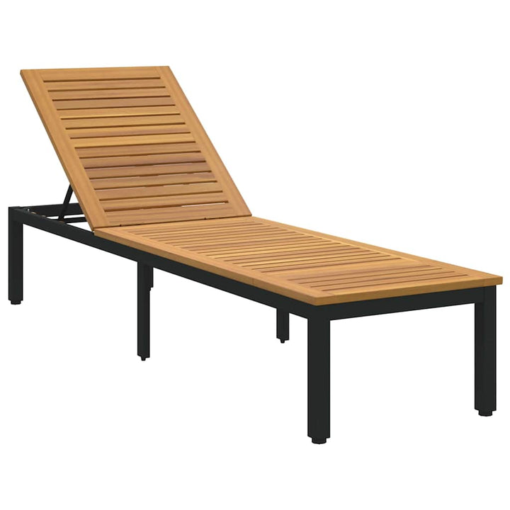 Liggestol 1-person Sort 200 x 55 x 35cm Massivt akacietræ