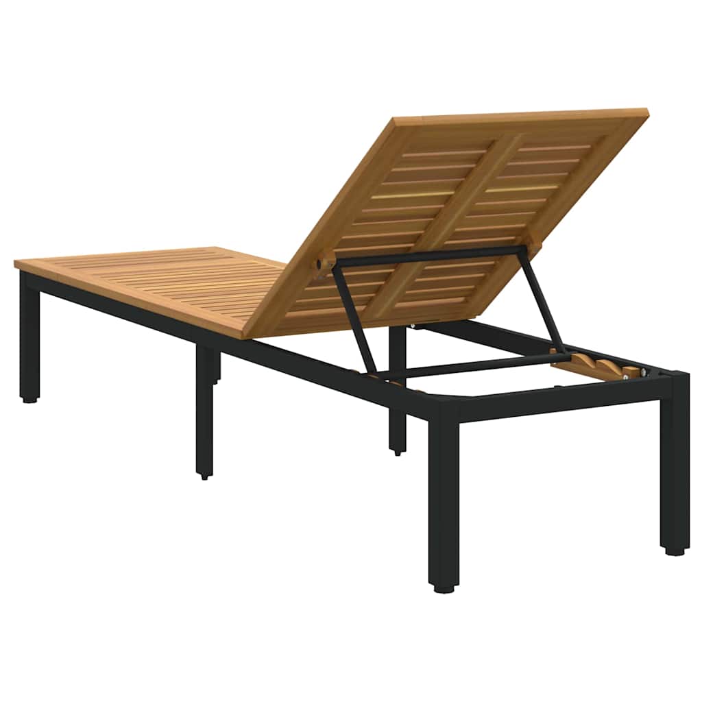 Liggestol 1-person Sort 200 x 55 x 35cm Massivt akacietræ