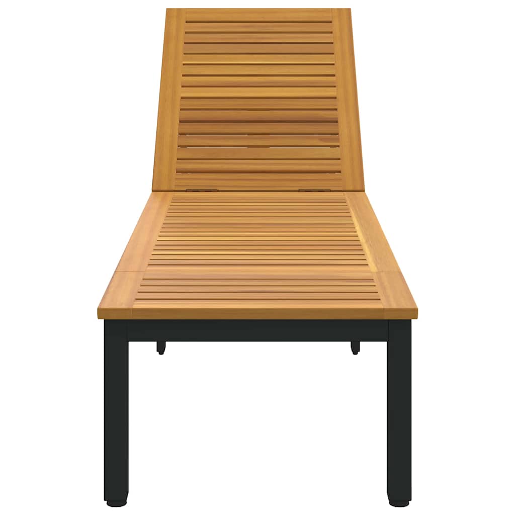 Liggestol 1-person Sort 200 x 55 x 35cm Massivt akacietræ