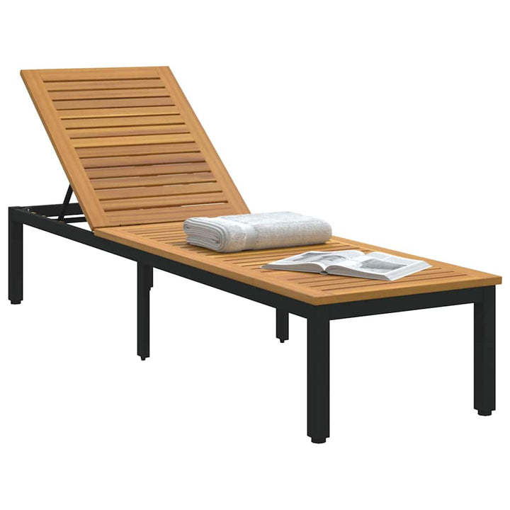Liggestol 1-person Sort 200 x 55 x 35cm Massivt akacietræ