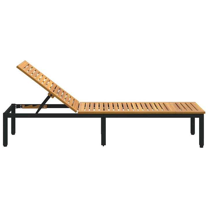 Liggestol 1-person Sort 200 x 55 x 35cm Massivt akacietræ