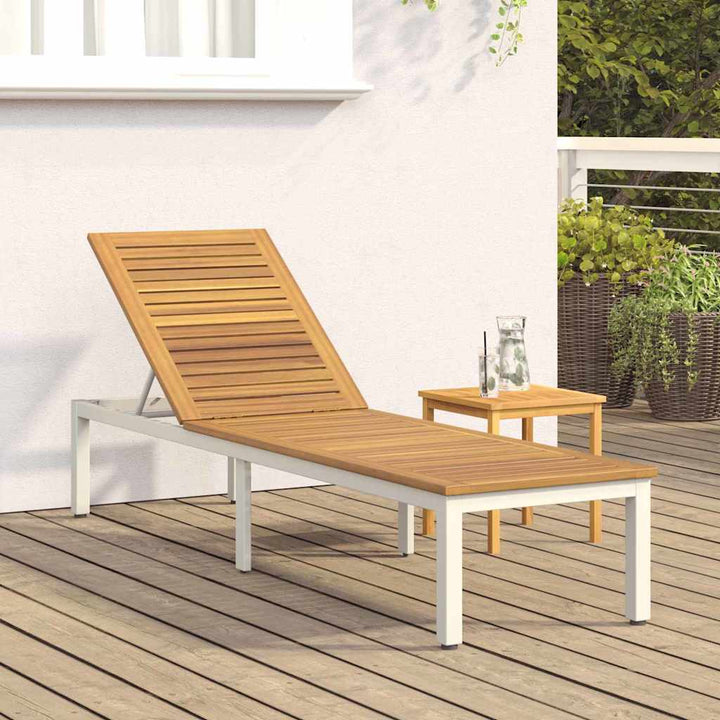 Liggestol 1-person Grå 200 x 55 x 35cm Massivt akacietræ