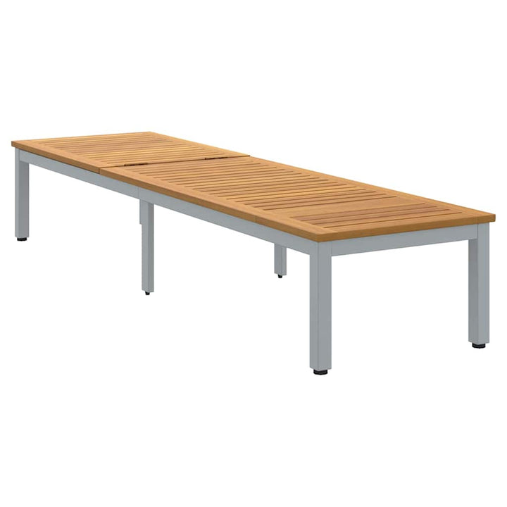 Liggestol 1-person Grå 200 x 55 x 35cm Massivt akacietræ