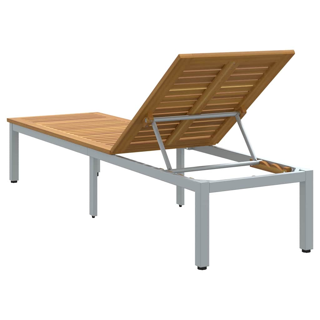 Liggestol 1-person Grå 200 x 55 x 35cm Massivt akacietræ
