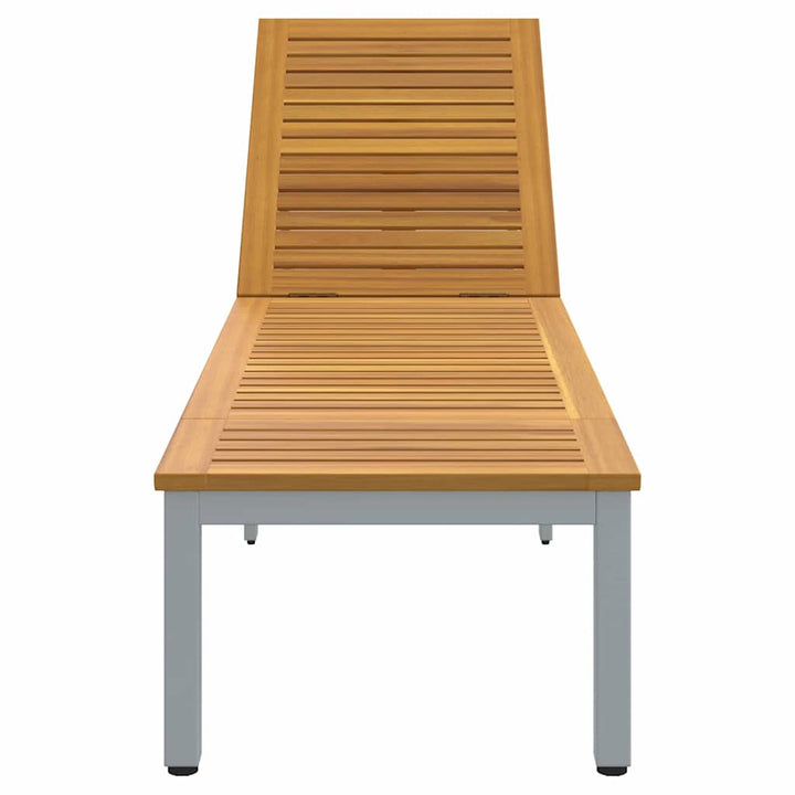 Liggestol 1-person Grå 200 x 55 x 35cm Massivt akacietræ