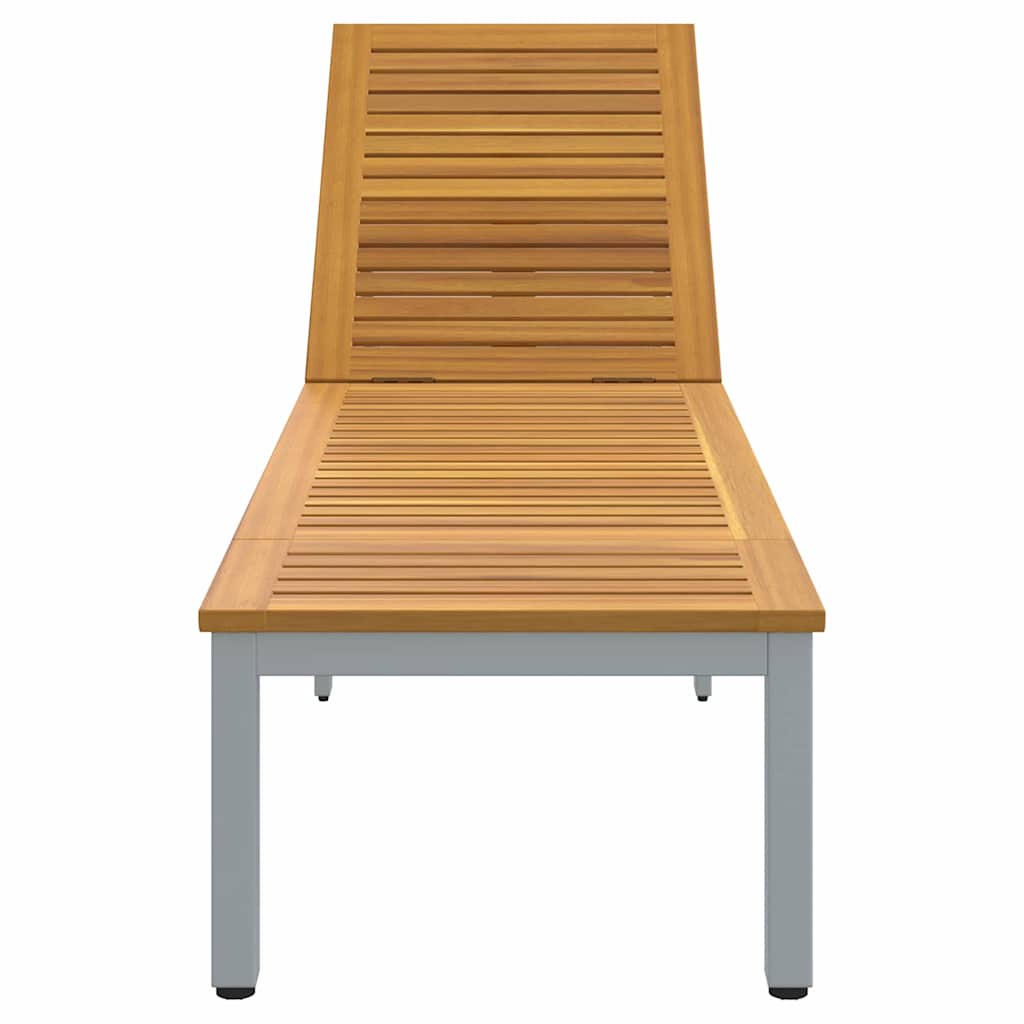 Liggestol 1-person Grå 200 x 55 x 35cm Massivt akacietræ