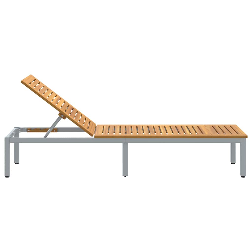 Liggestol 1-person Grå 200 x 55 x 35cm Massivt akacietræ