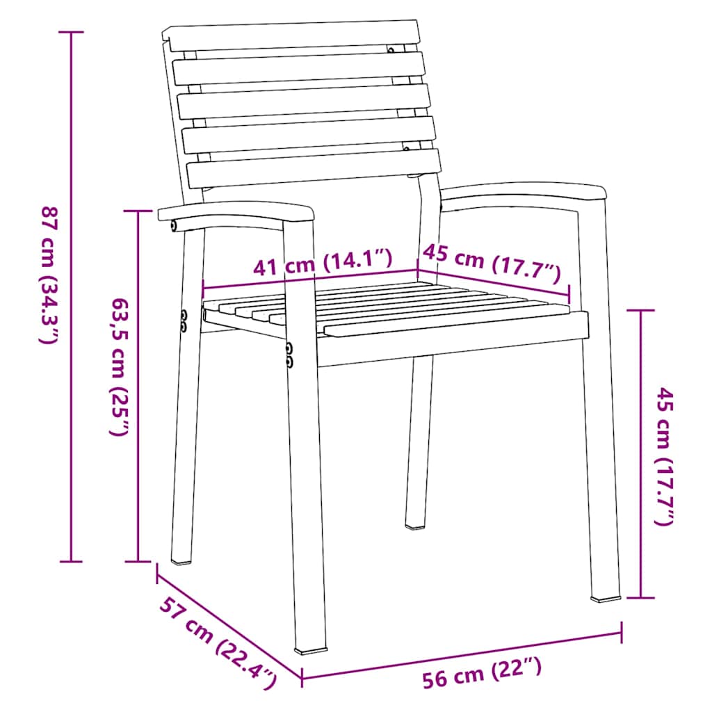 Have Stol 2 pcs Brun 56 x 57 x 87cm Massivt akacietræ