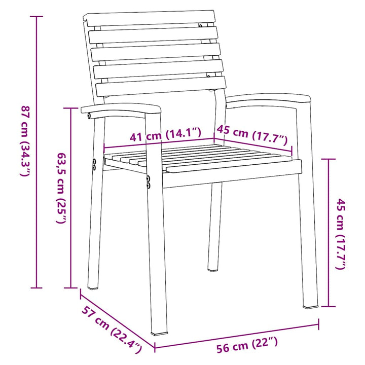 Have Stol 2 pcs Brun 56 x 57 x 87cm Massivt akacietræ
