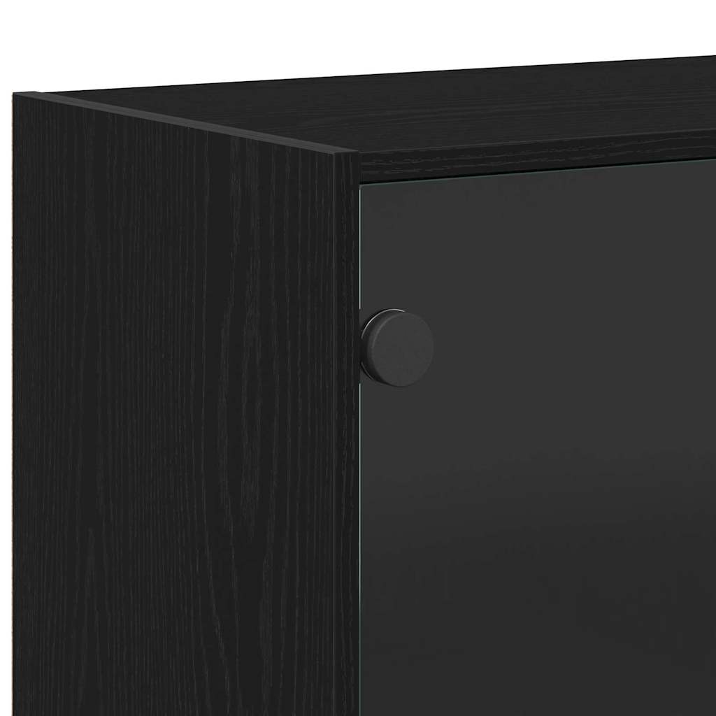 Highboard Sort 68 x 37 x 142 cm Konstrueret træ