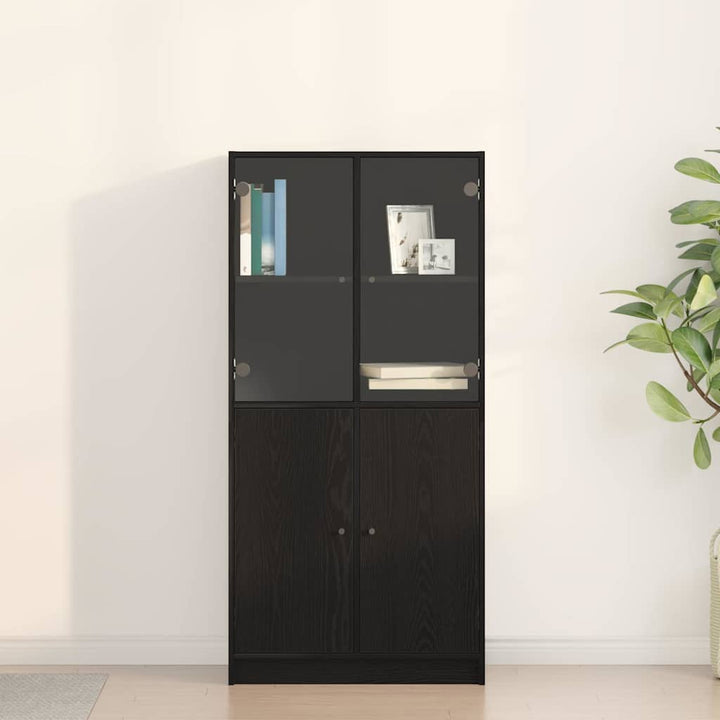 Highboard Sort 68 x 37 x 142 cm Konstrueret træ