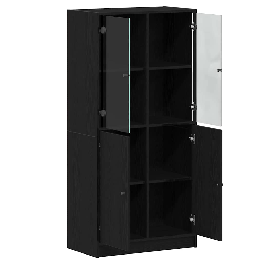 Highboard Sort 68 x 37 x 142 cm Konstrueret træ