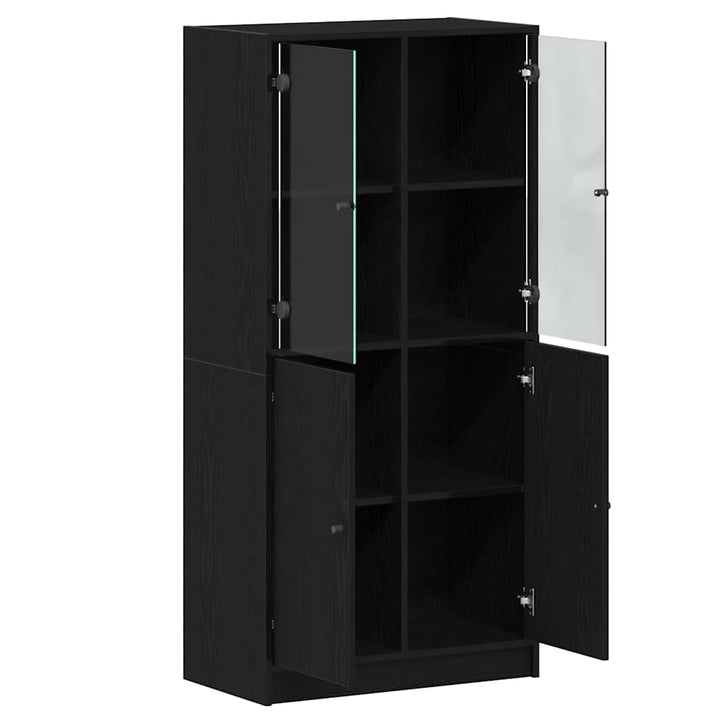 Highboard Sort 68 x 37 x 142 cm Konstrueret træ