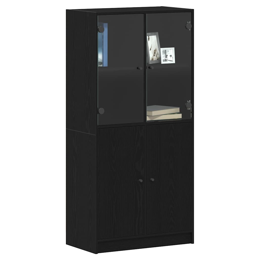 Highboard Sort 68 x 37 x 142 cm Konstrueret træ