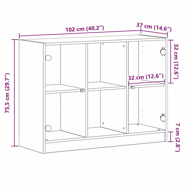 Sideboard Sort eg 102 x 37 x 75.5 cm Konstrueret træ