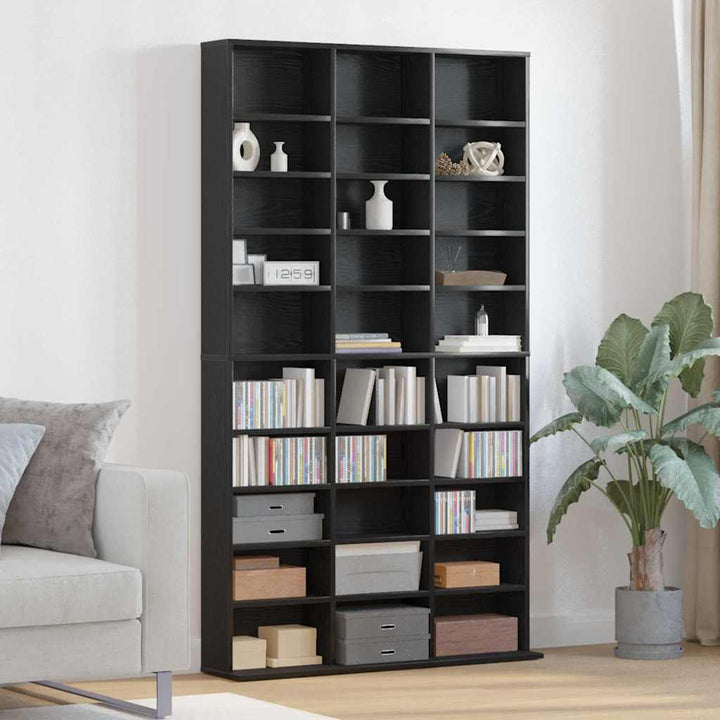 CD-skab med hylde Sort eg 101 x 23 x 177,5 cm Konstrueret træ